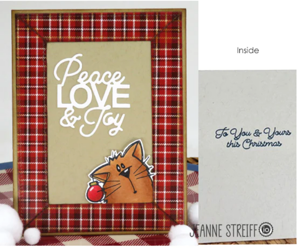 Impression Obsession Clear Stamps Merry Cat-Mas cl1241 peace love and joy