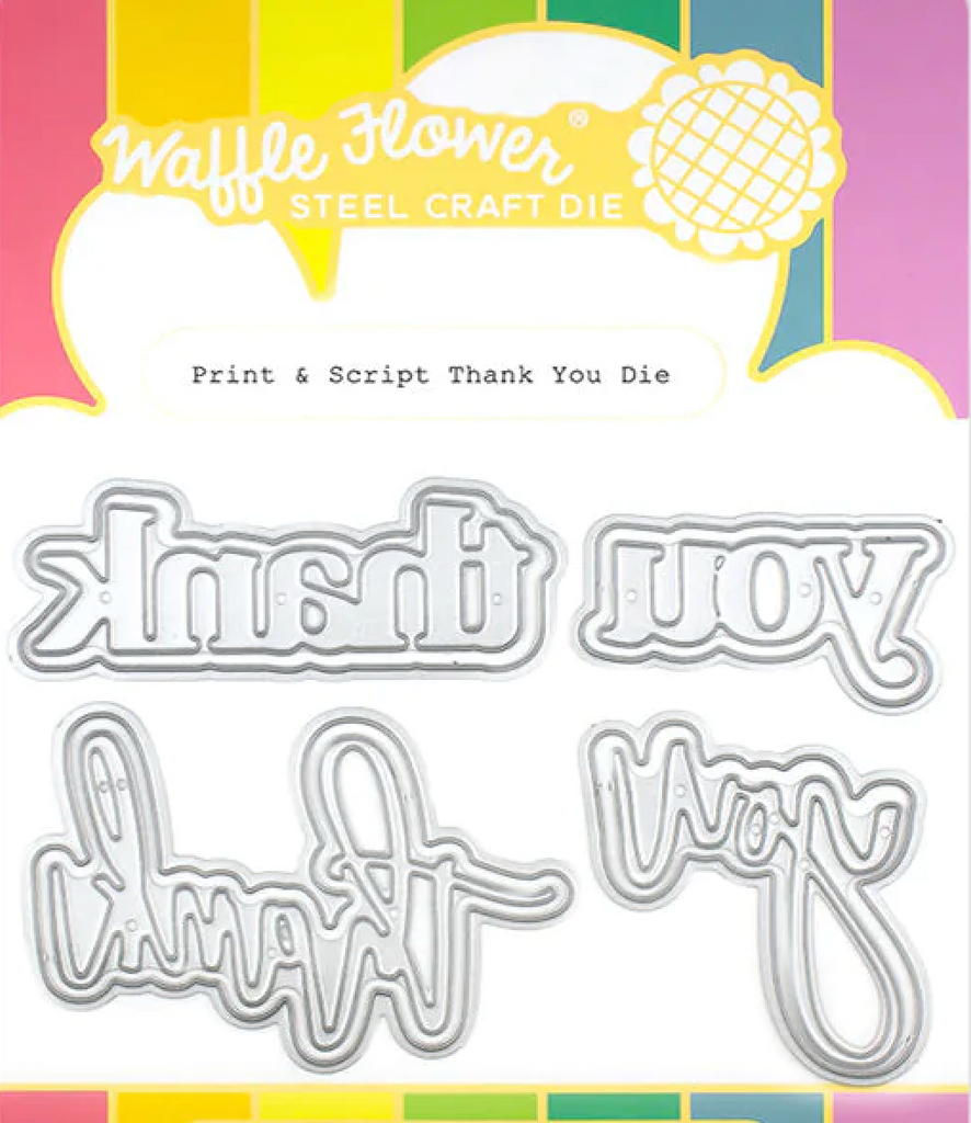 Waffle Flower Print and Script Thank You Dies 421473