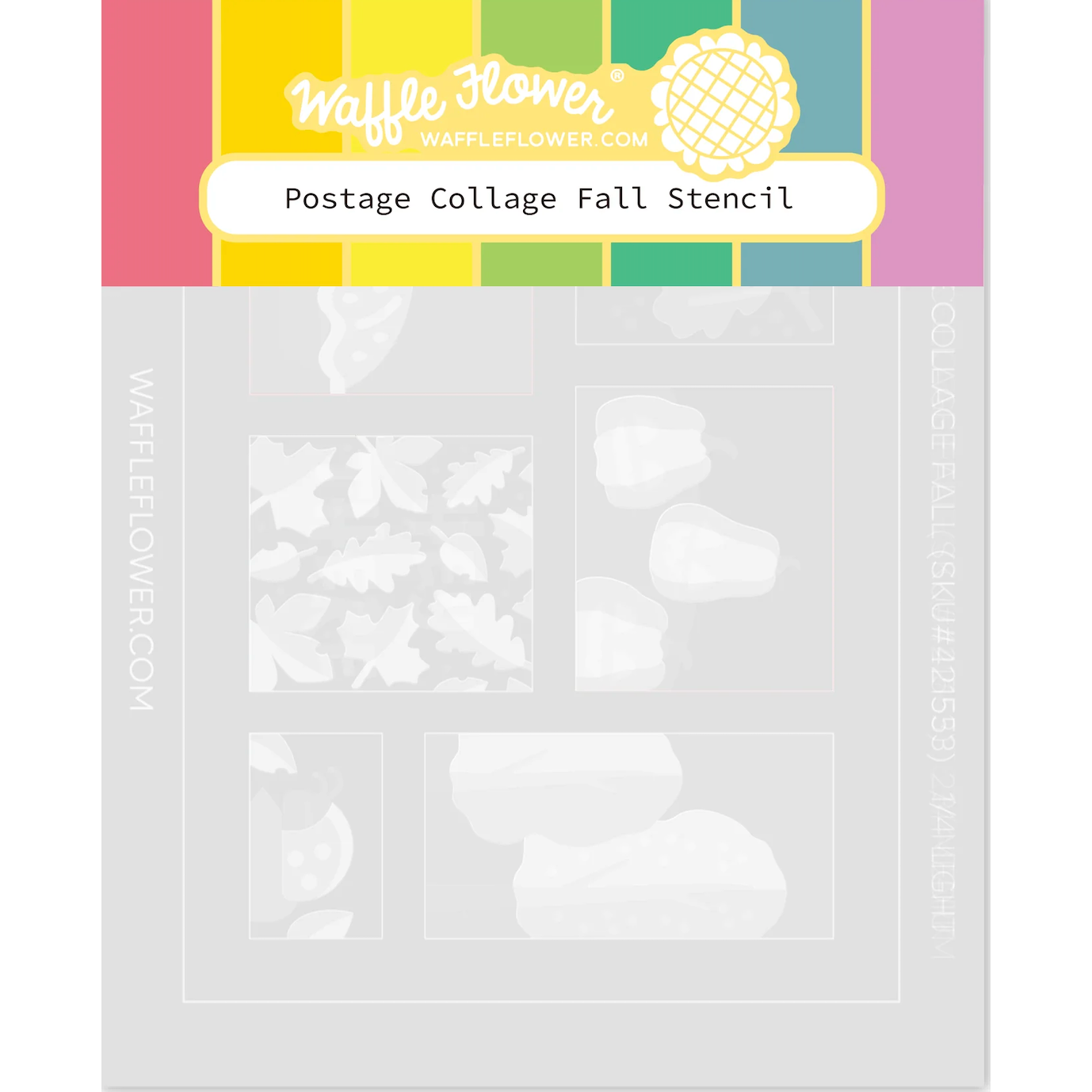 Waffle Flower Postage Collage Fall Stencil 421553