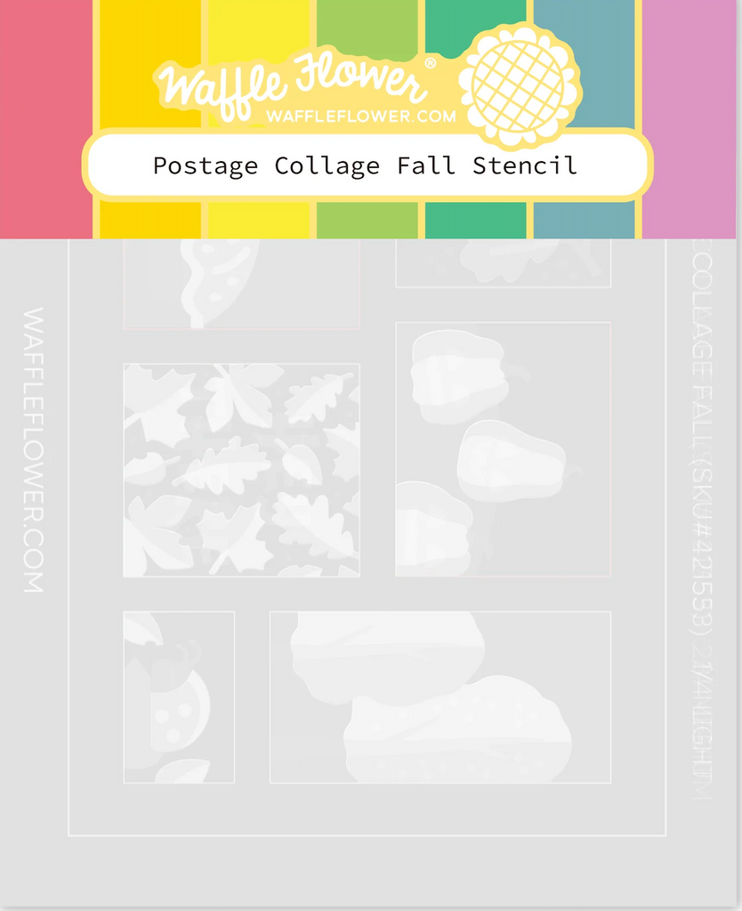 Waffle Flower Postage Collage Fall Stencil 421553