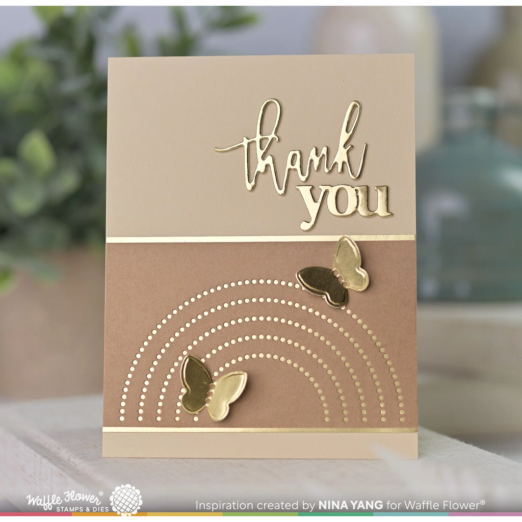 Waffle Flower Dotted Butterflies Dies 421400 thank you