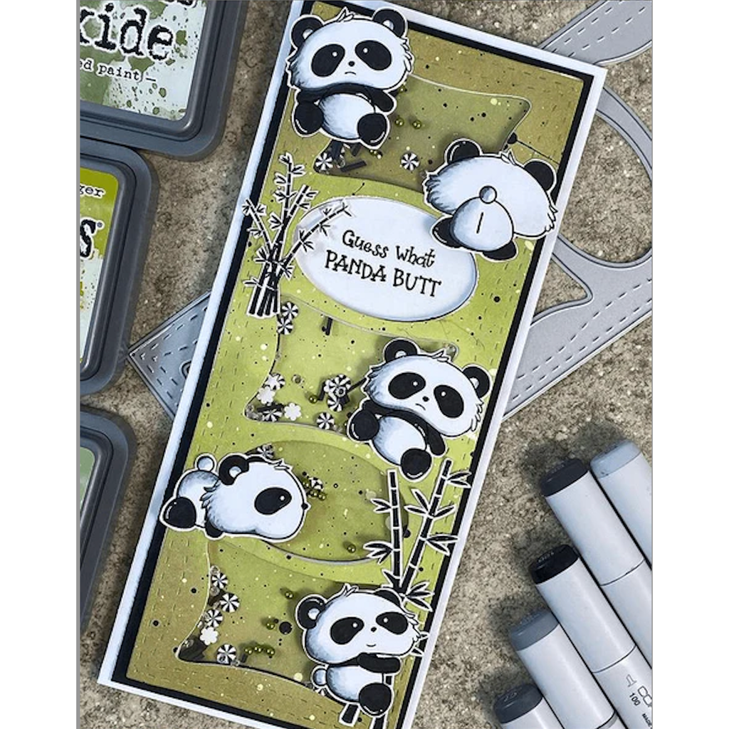 Whimsy Stamps PANDA BUTT Clear Stamps CWSD238 guess what