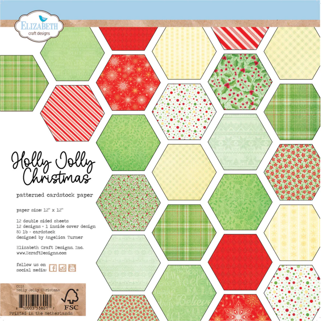 Elizabeth Craft Designs Holly Jolly Christmas 12x12 Paper c018