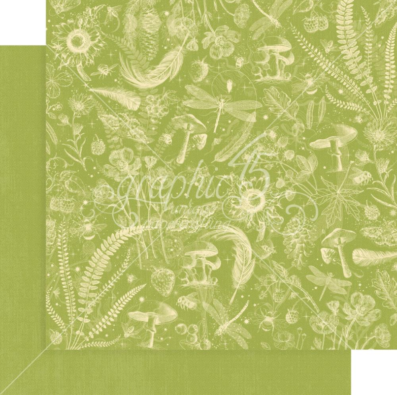 Graphic 45 Life is Abundant 12 x 12 Patterns And Solids Paper Pad g4502777 green