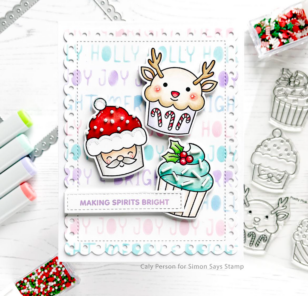 Pretty Pink Posh Christmas Cupcakes Clear Stamps making spirits bright