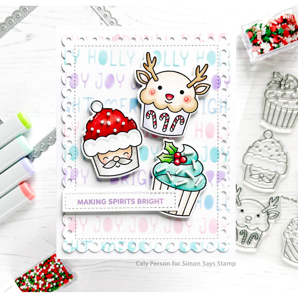 Pretty Pink Posh Winter Words Stencil making spirits bright