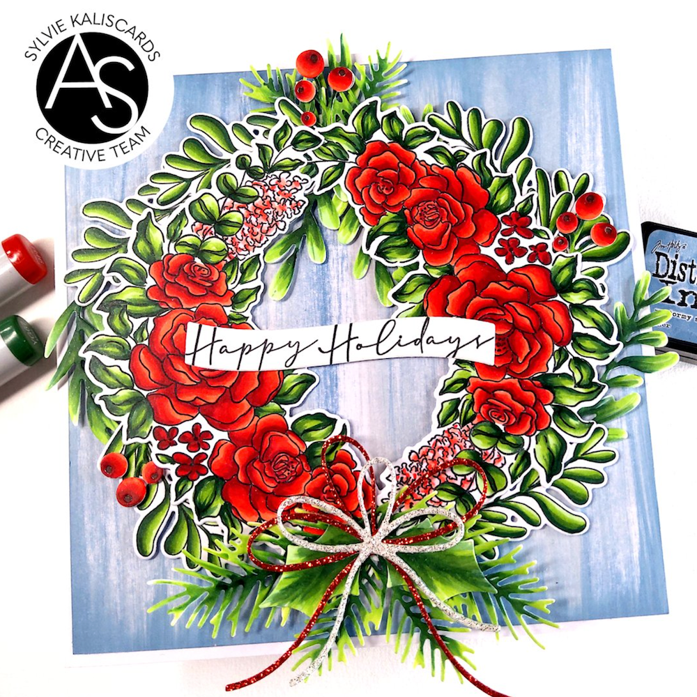 Alex Syberia Designs Floral Medley Clear Stamp Set asd-sta-122 wreath