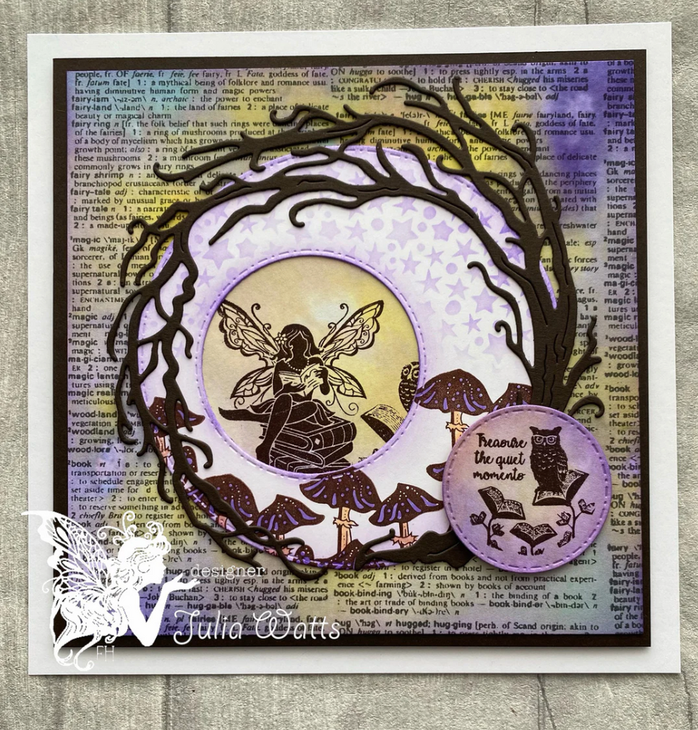 Fairy Hugs Treasure Quiet Clear Stamp fhs-667 fairy reading