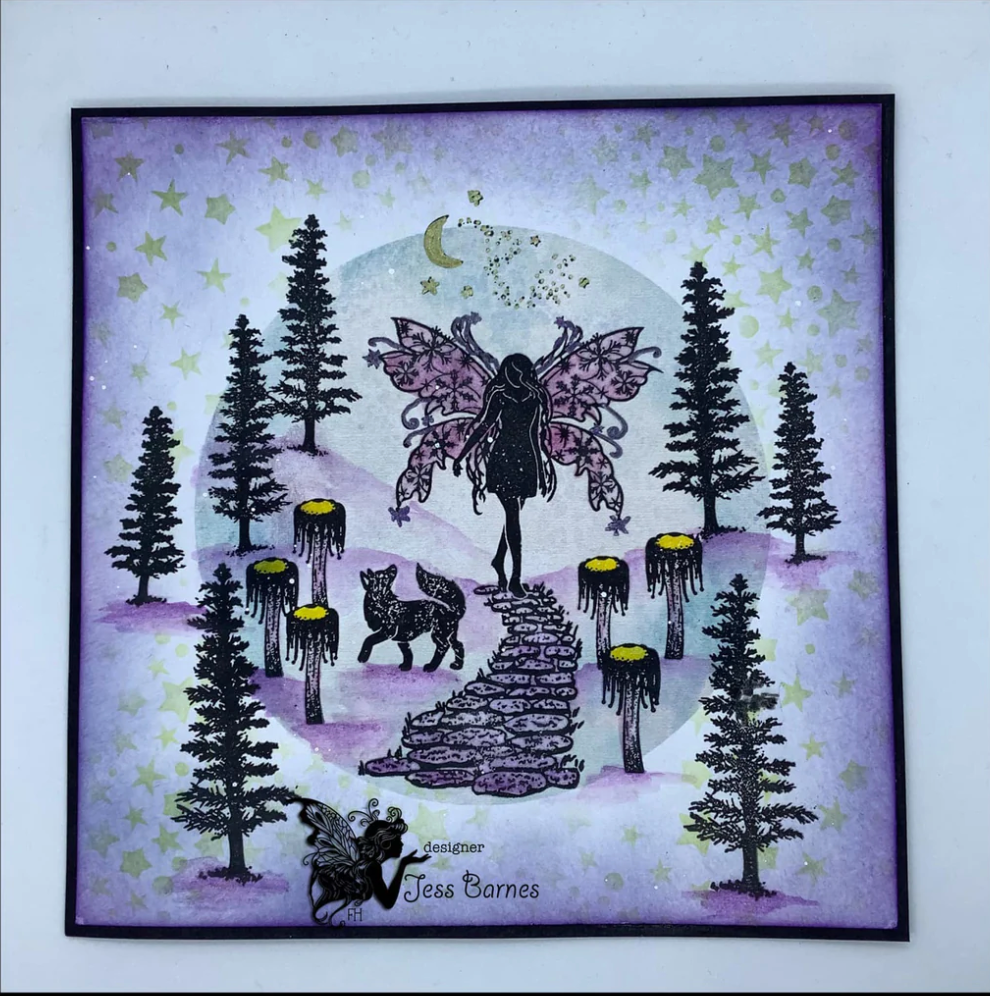 Fairy Hugs Magical Night Clear Stamp fhs-653 forest scene