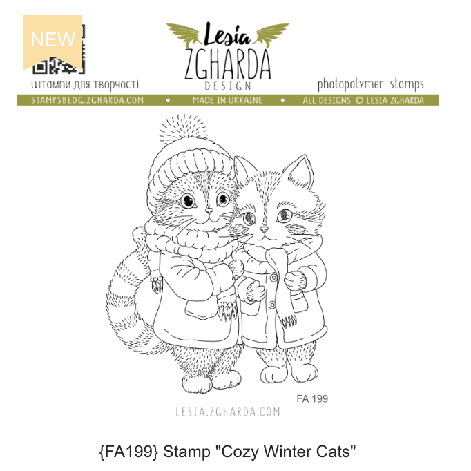 Lesia Zgharda Cozy Winter Cats Clear Stamp Set fa199