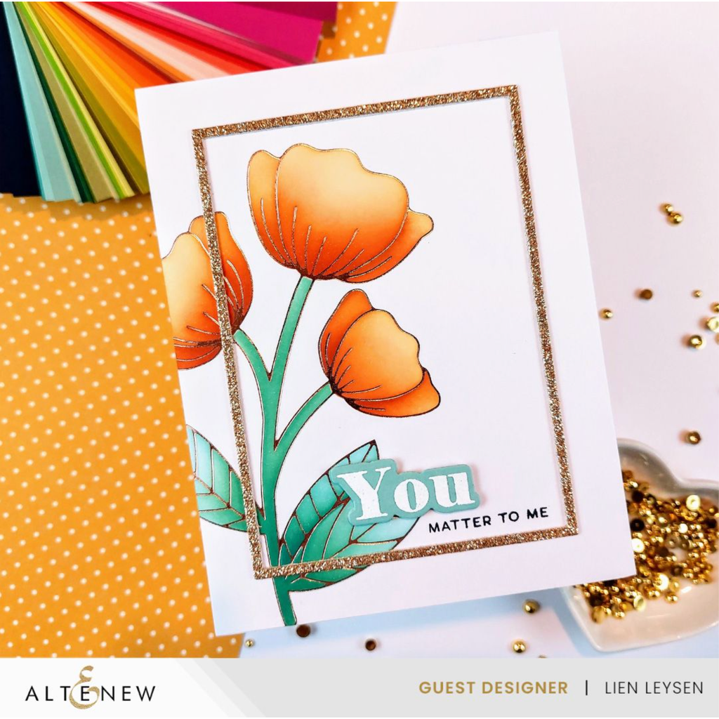 Altenew Spark Joy Cupped Tulips Set alt8197bn orange flowers