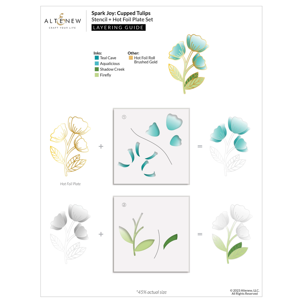 Altenew Spark Joy Cupped Tulips Set alt8197bn layering guide