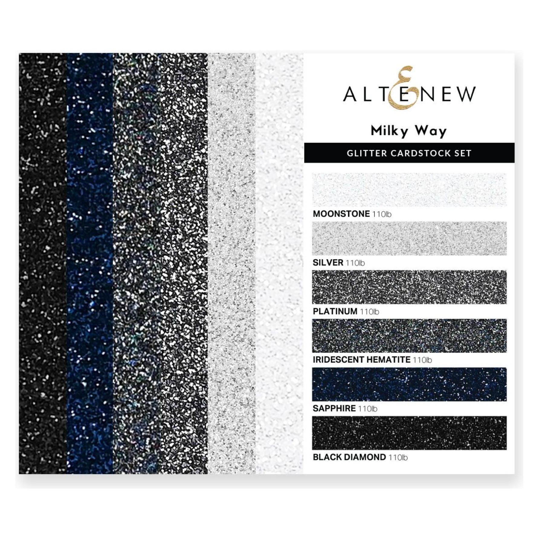 Altenew Glitter Gradient Cardstock Set Milky Way 6 Colors, 24 sheets alt8058