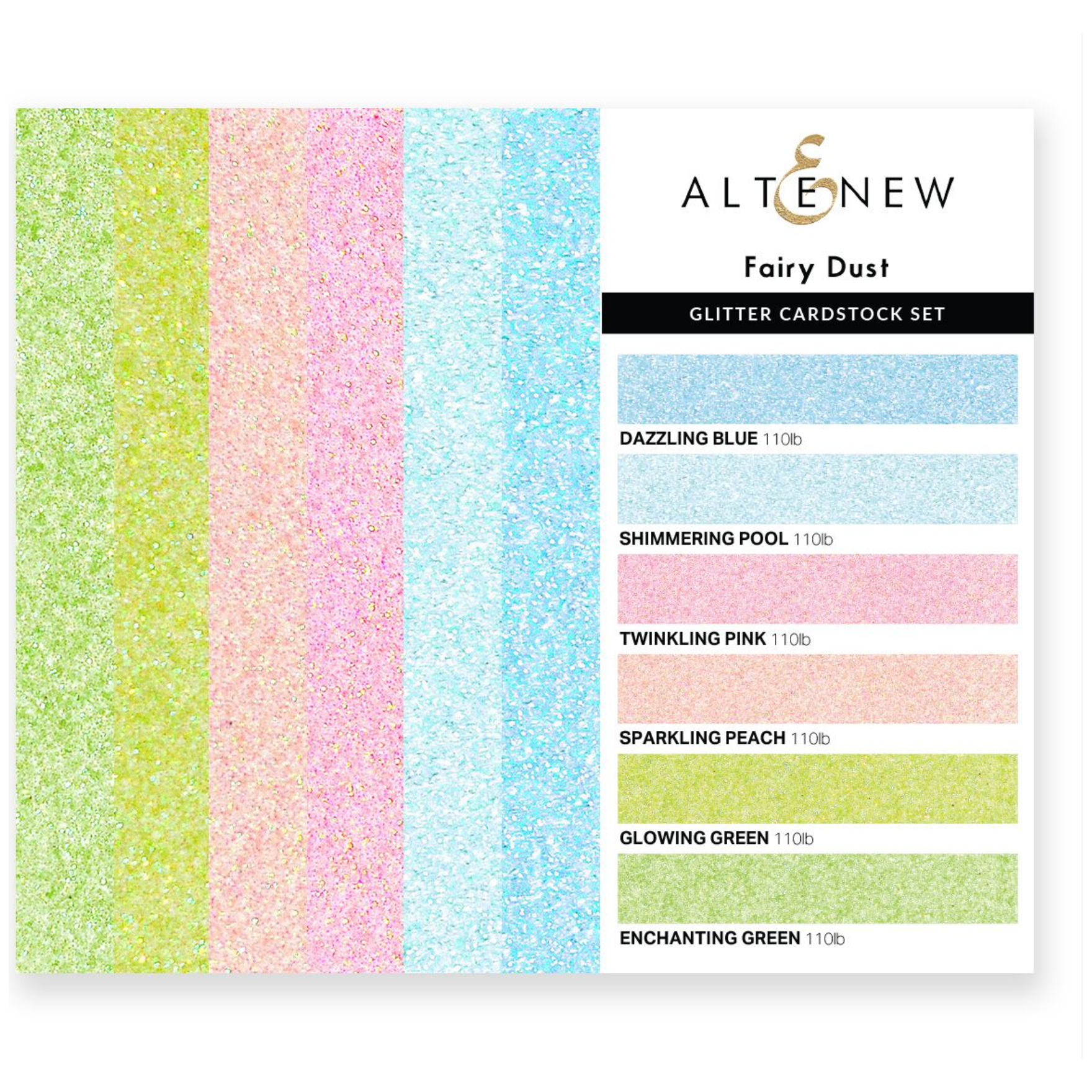 Altenew Glitter Gradient Cardstock Set Fairy Dust 6 Colors, 24 sheets