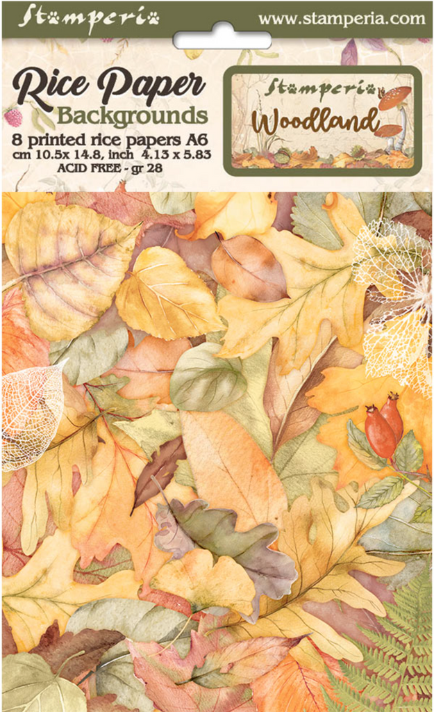 Stamperia Woodland Backgrounds A6 Rice Paper Pack dfsak6011
