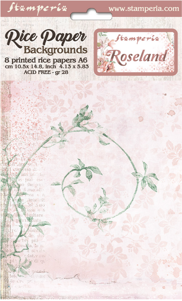 Stamperia Roseland Backgrounds A6 Rice Paper Pack dfsak6006