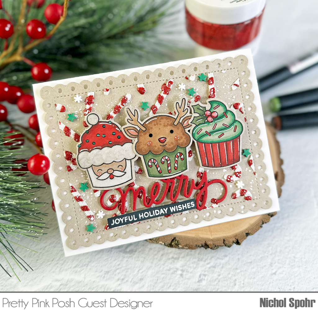 Pretty Pink Posh Christmas Cupcakes Clear Stamps holiday wishes | color-code:ALT02