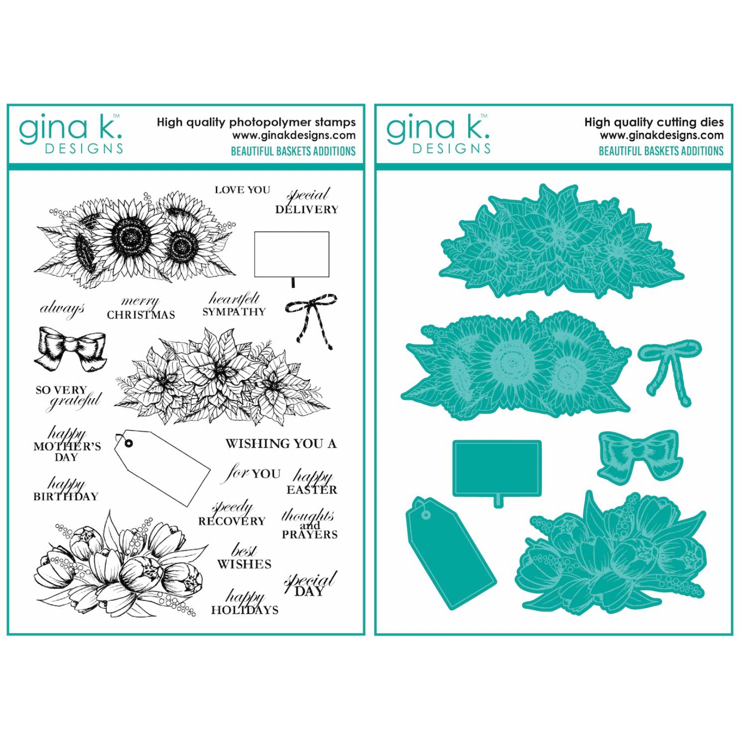 Gina K Designs Beautiful Baskets Additions Clear Stamps And Dies Set
