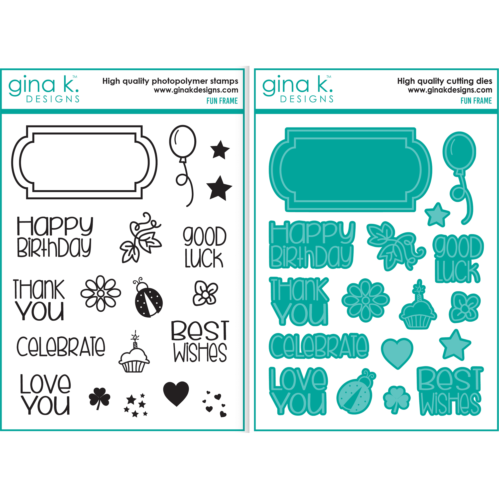 Gina K Designs Fun Frame Clear Stamps And Dies Set
