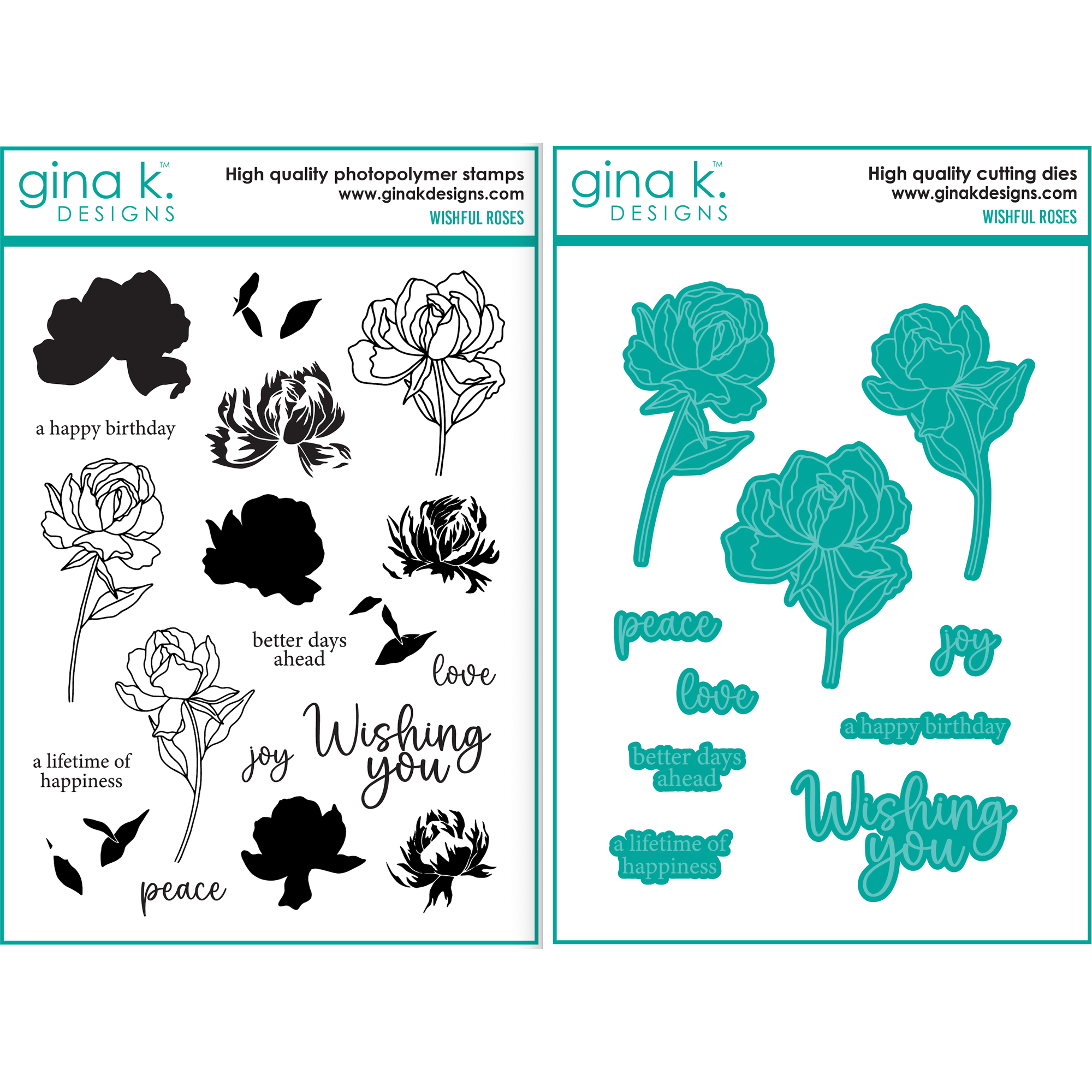 Gina K Designs Wishful Roses Clear Stamps And Dies Set