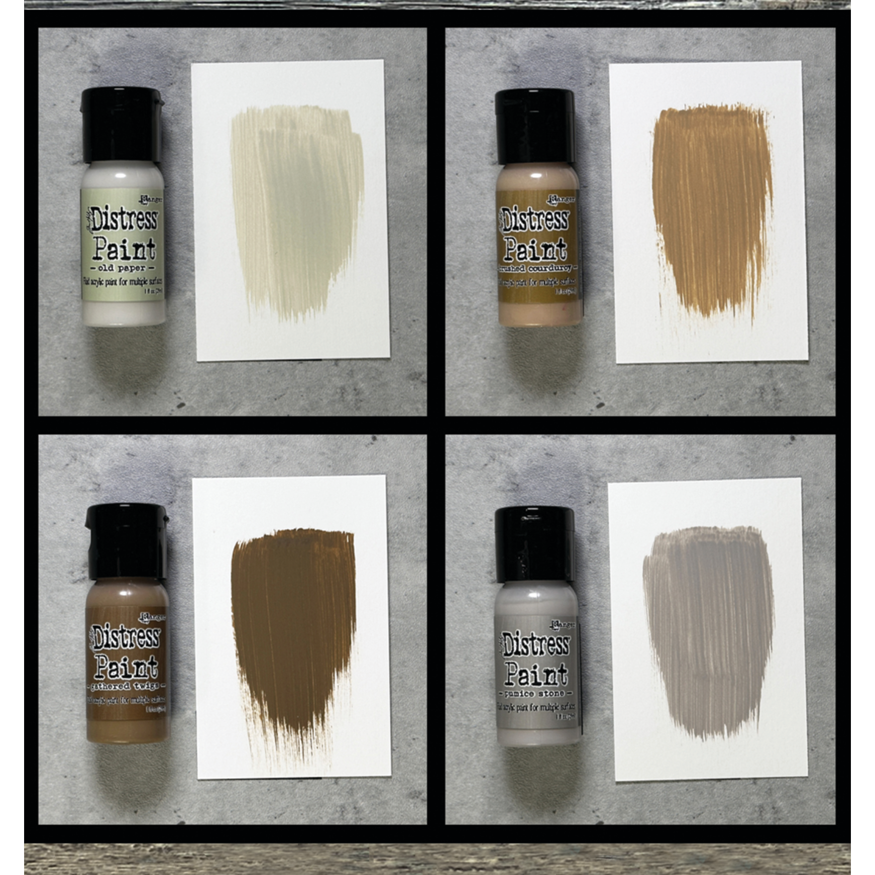 Tim Holtz Distress Paint Kit 5 Ranger tdfk84310 Color Swatches