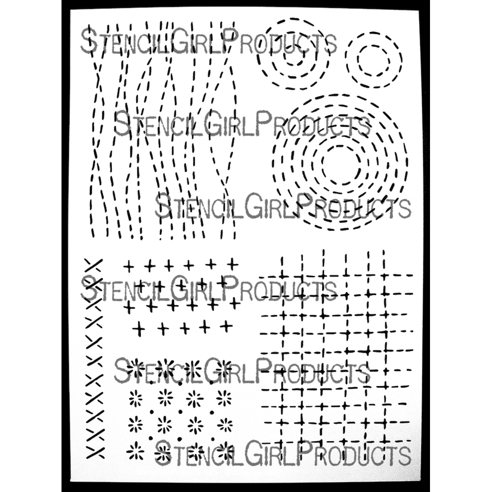 StencilGirl Sashiko Stitches Stencil ll1004