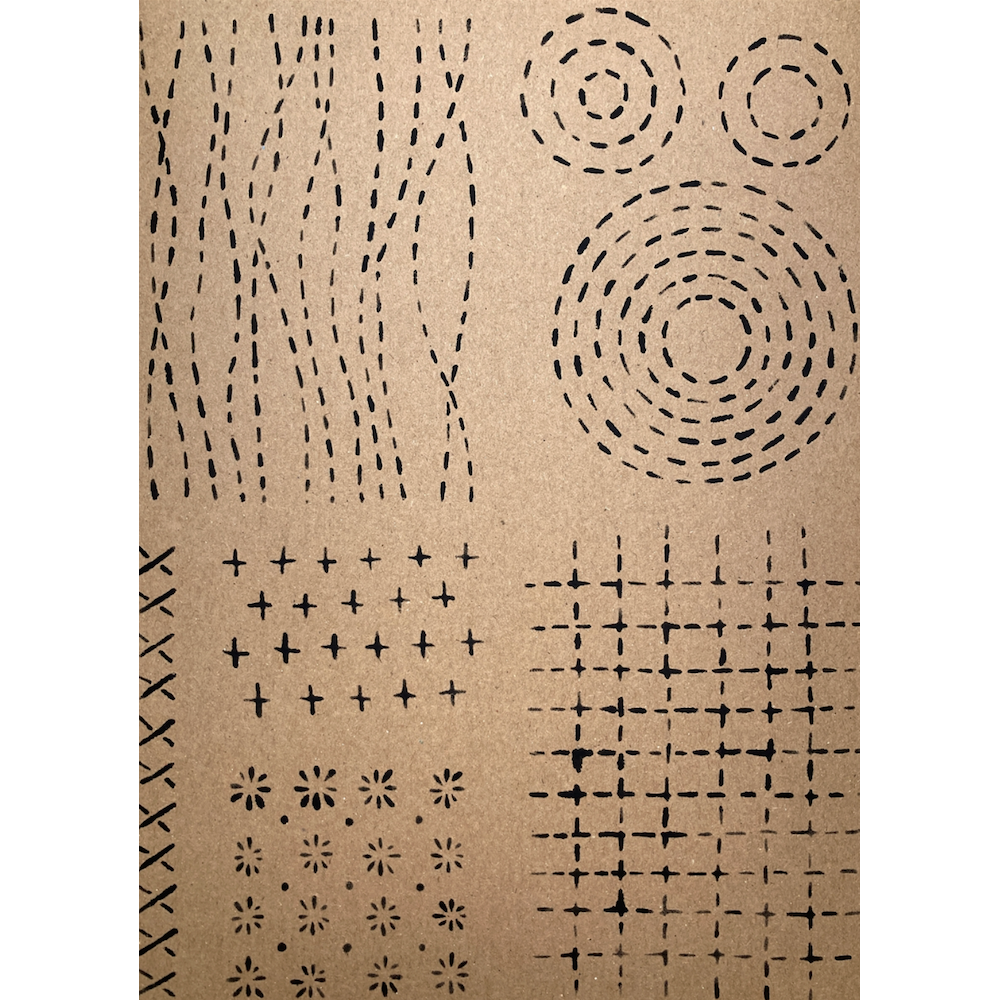 StencilGirl Sashiko Stitches Stencil ll1004 burlap