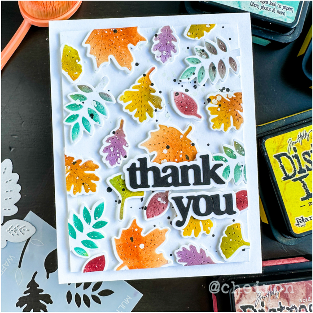 Waffle Flower Multiple Fall Leaves Clear Stamps 421547 thank you | color-code:ALT01
