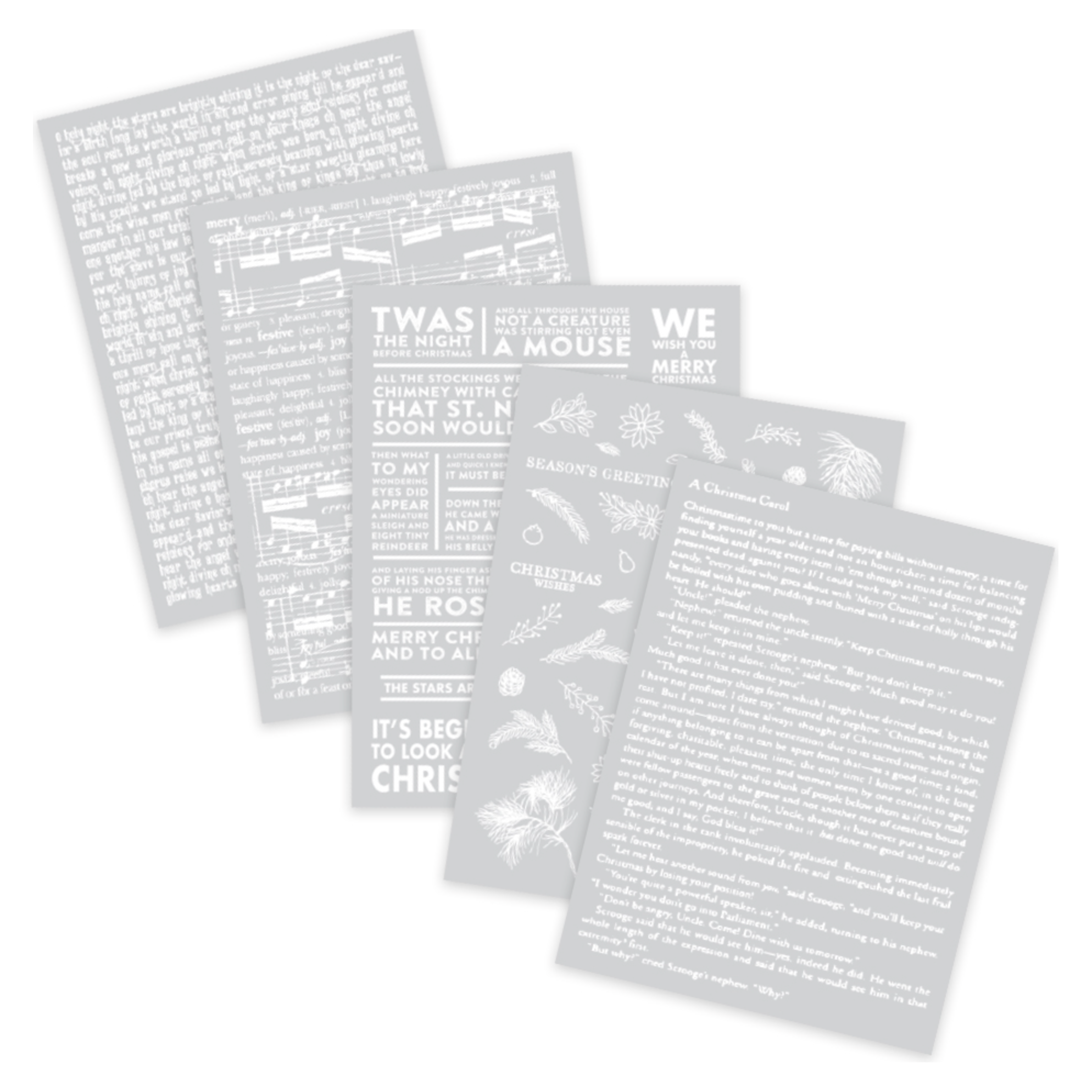 Hero Arts White Holiday Collage Hero Transfers Rub Ons rt121