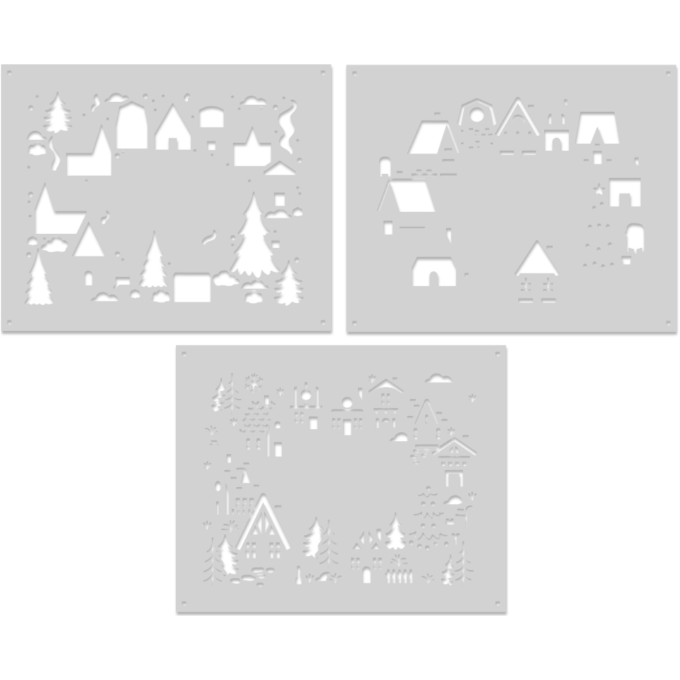 Hero Arts Color Layering Holiday Neighborhood Stencils sa259