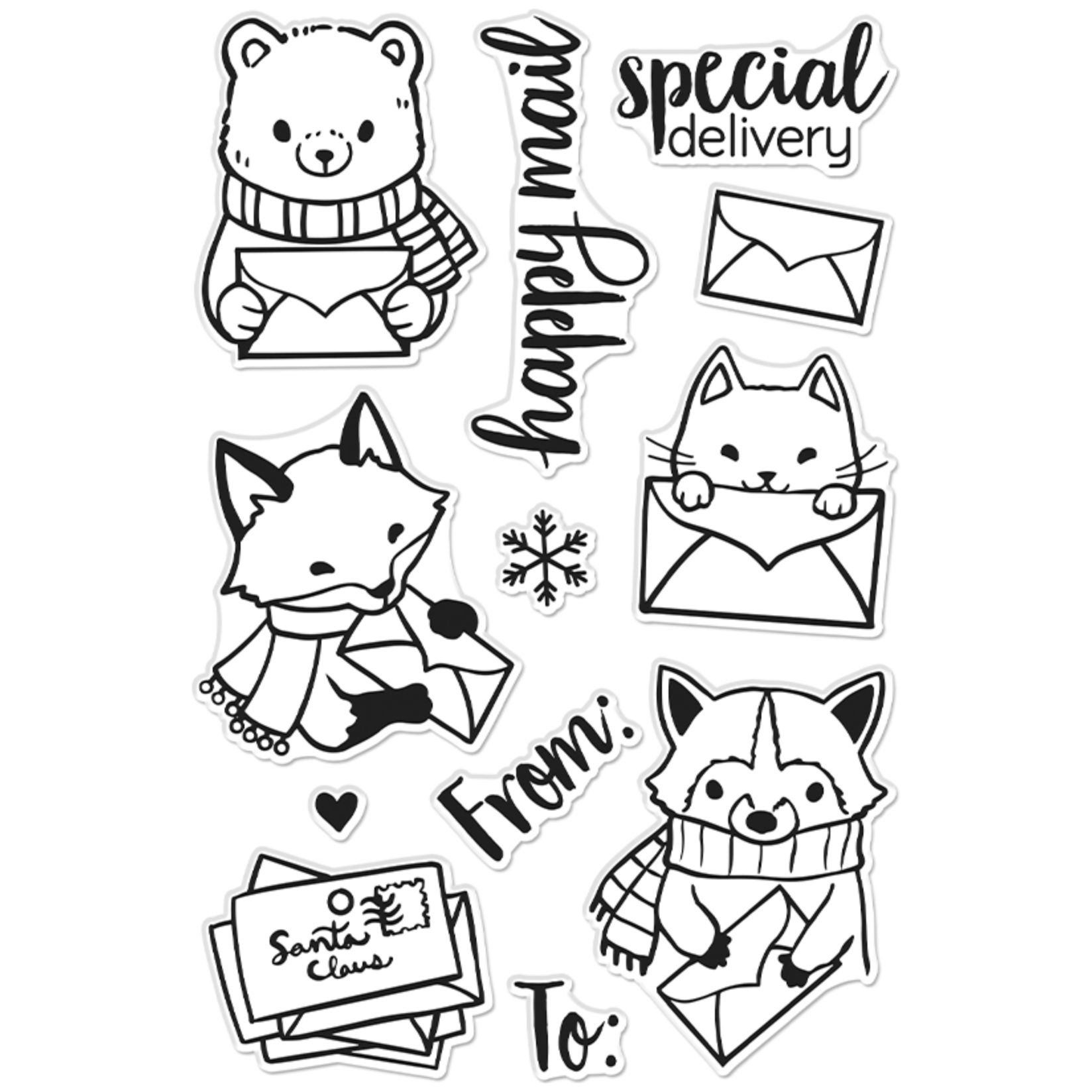 Hero Arts Clear Stamps Winter Mail Critters cm732
