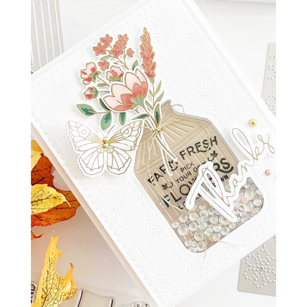 Pinkfresh Studio Ice Clear Drops pf121es Floral Thanks Card | color-code:ALT01