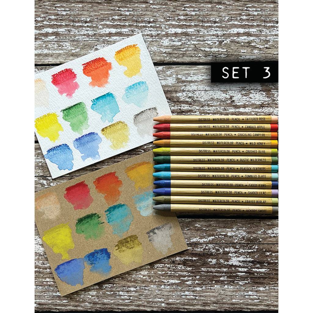 Tim Holtz Distress Watercolor Pencils Set 3 And Pencil Sharpener Bundle tim swatches
