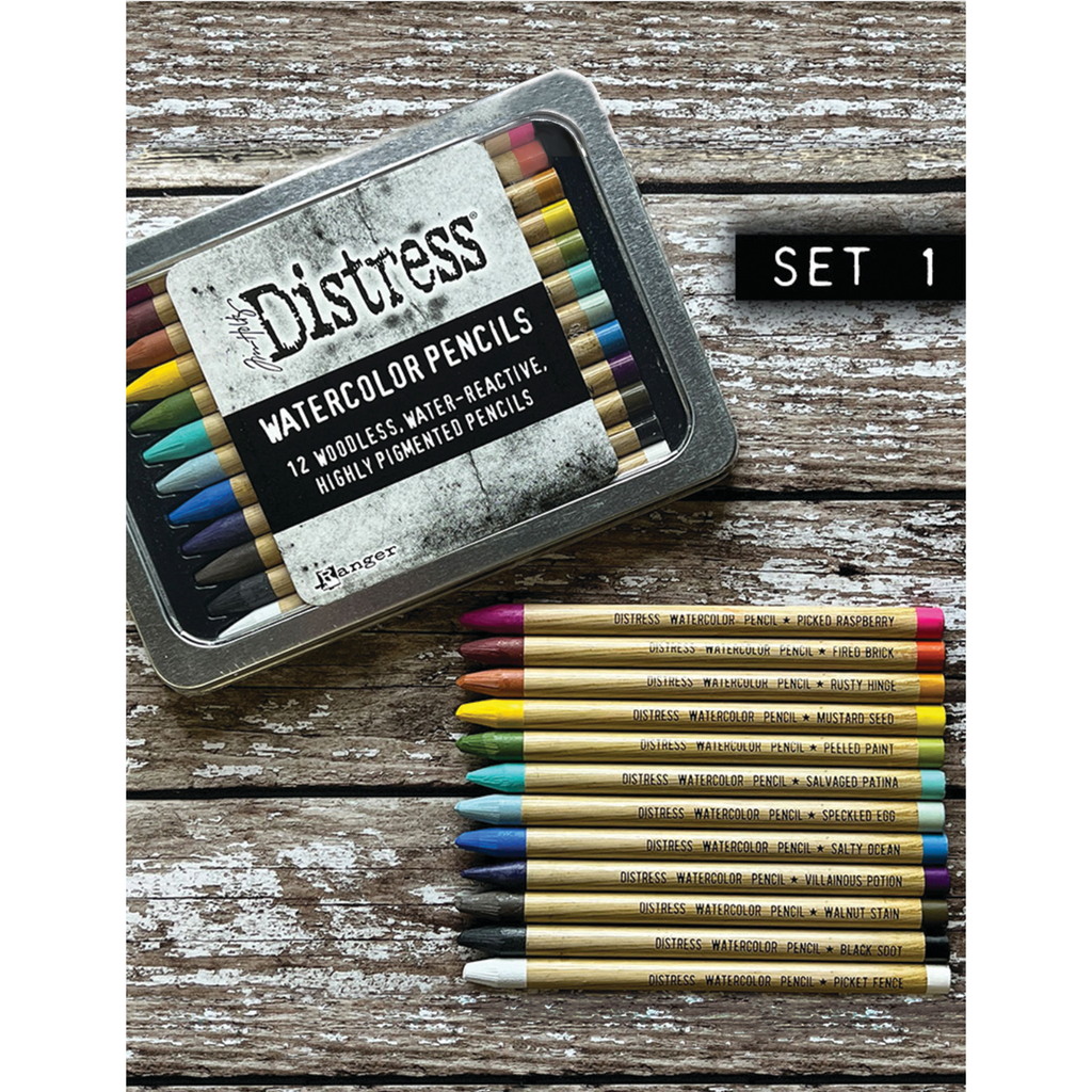 Tim Holtz Distress Watercolor Pencils Set 1 And Pencil Sharpener Bundle Tim pic