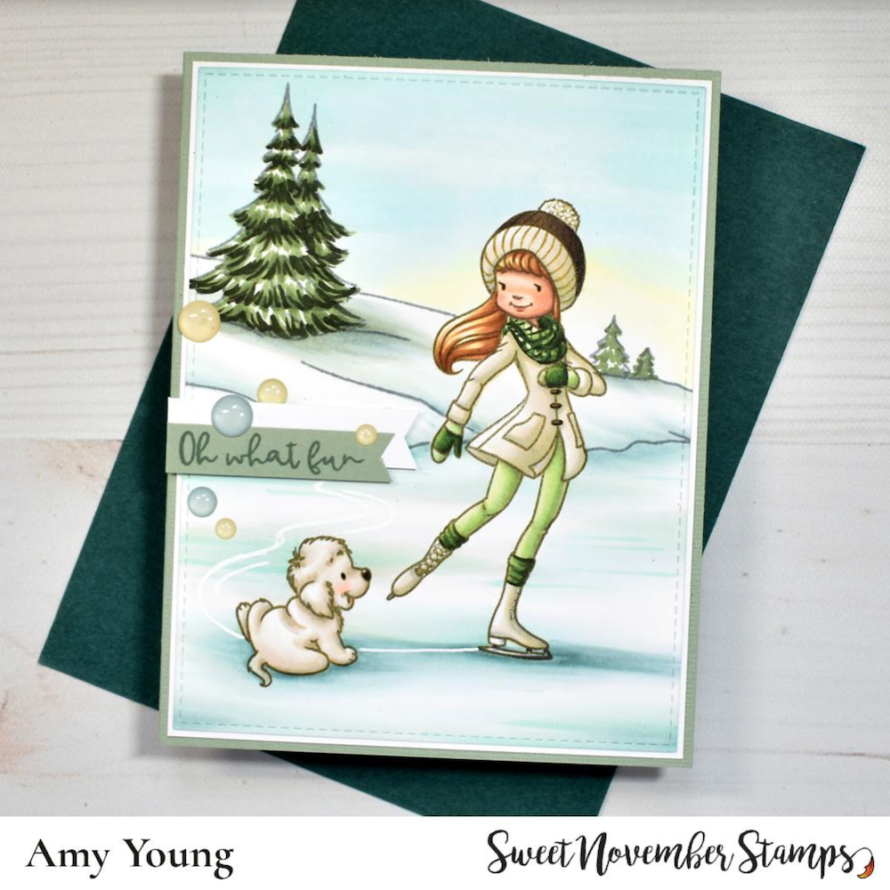 Sweet November Stamps Skating By Clear Stamp Set sns-wn-sb-23 amy