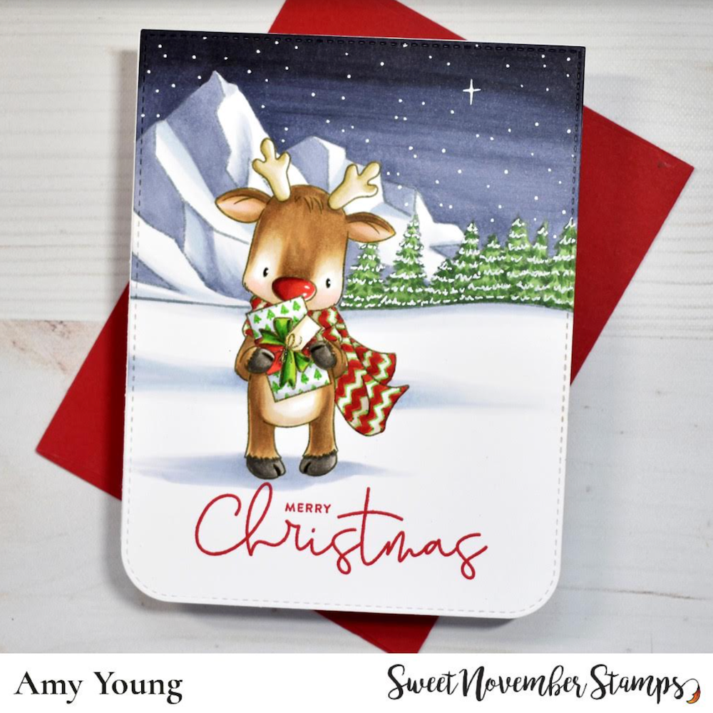 Sweet November Stamps Winter Wishes Reindeer Clear Stamp Set sns-wn-wr-23 amy