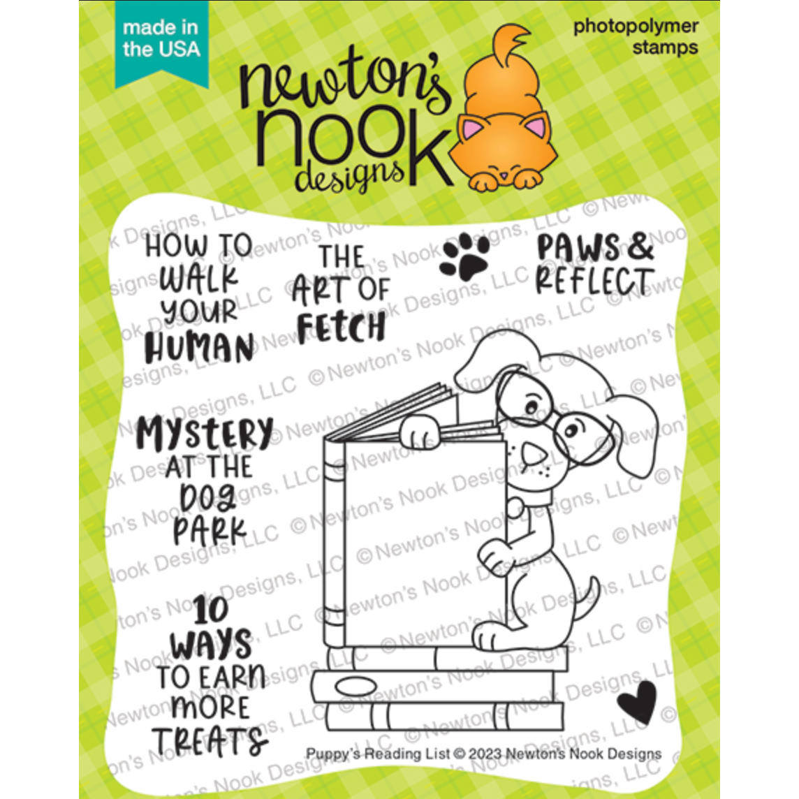 Newton's Nook Designs Puppy’s Reading List Clear Stamps nn2311s02