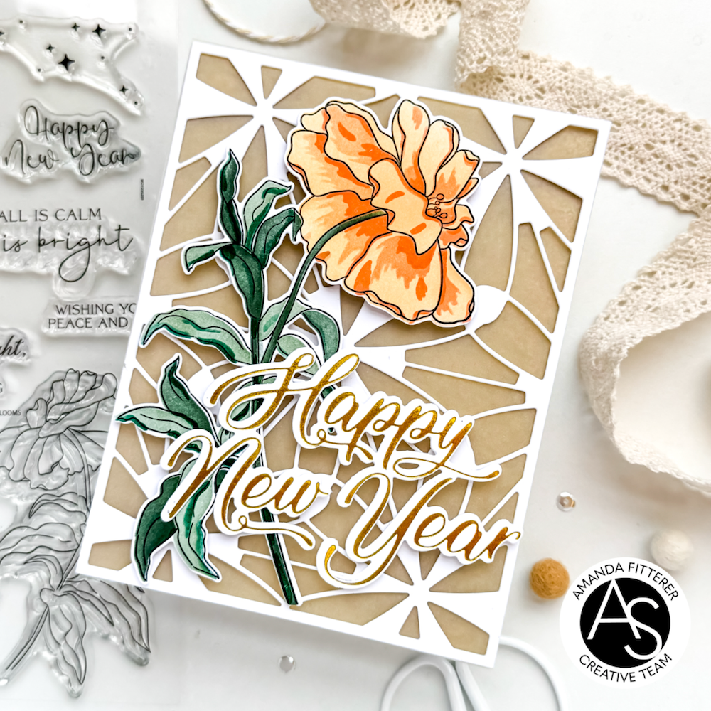 Alex Syberia Designs Happy New Year Hot Foil Plate asd-hf-136 flower