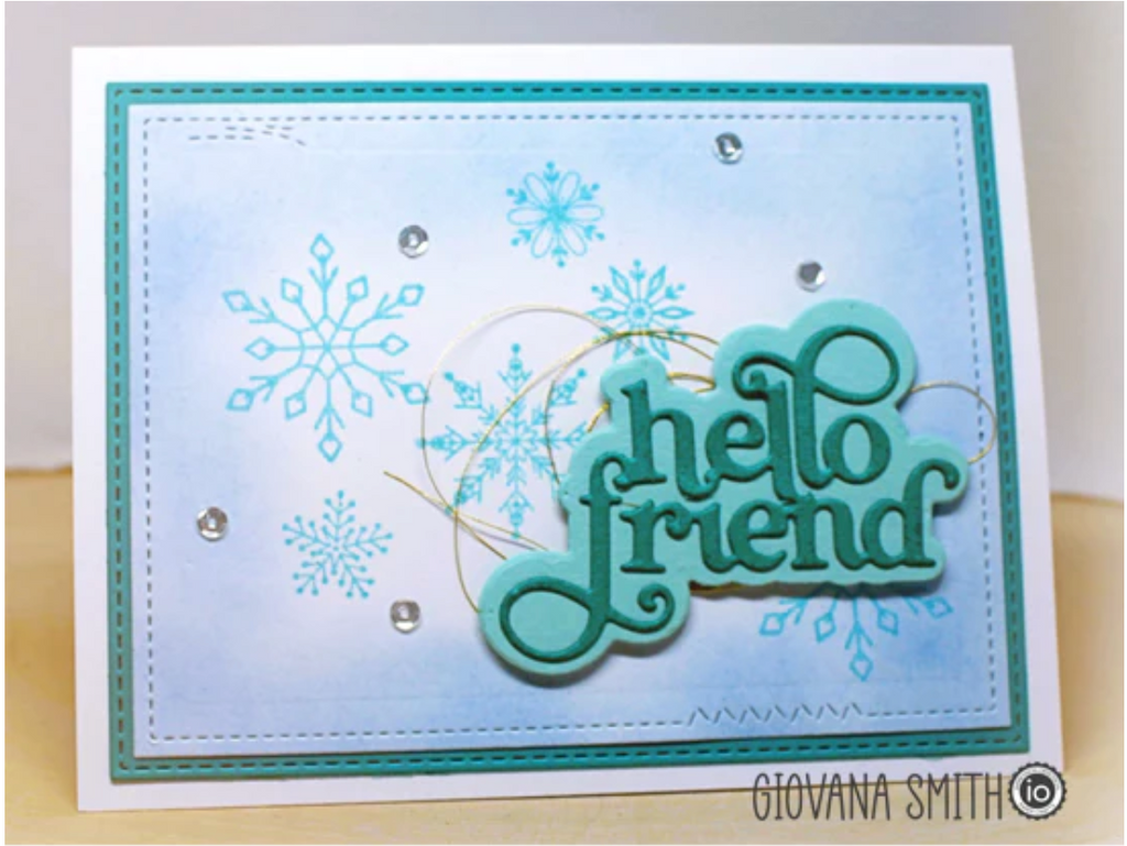 Impression Obsession Clear Stamps Winter Snowflake Sayings cs1232 hello friend