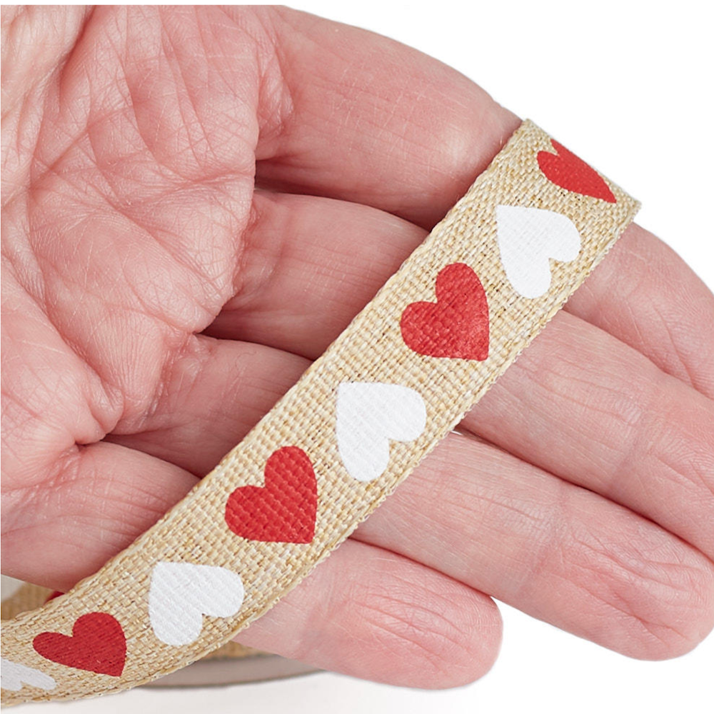 Valentine Hearts Woven Ribbon 172040315 red