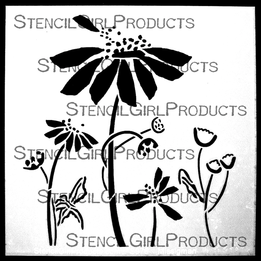 StencilGirl Vintage Tickseed Stencil s976
