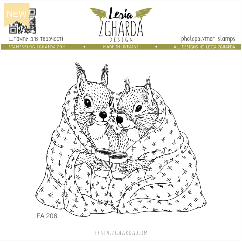 Lesia Zgharda Cozy Squirrels Hugs Clear Stamp fa206