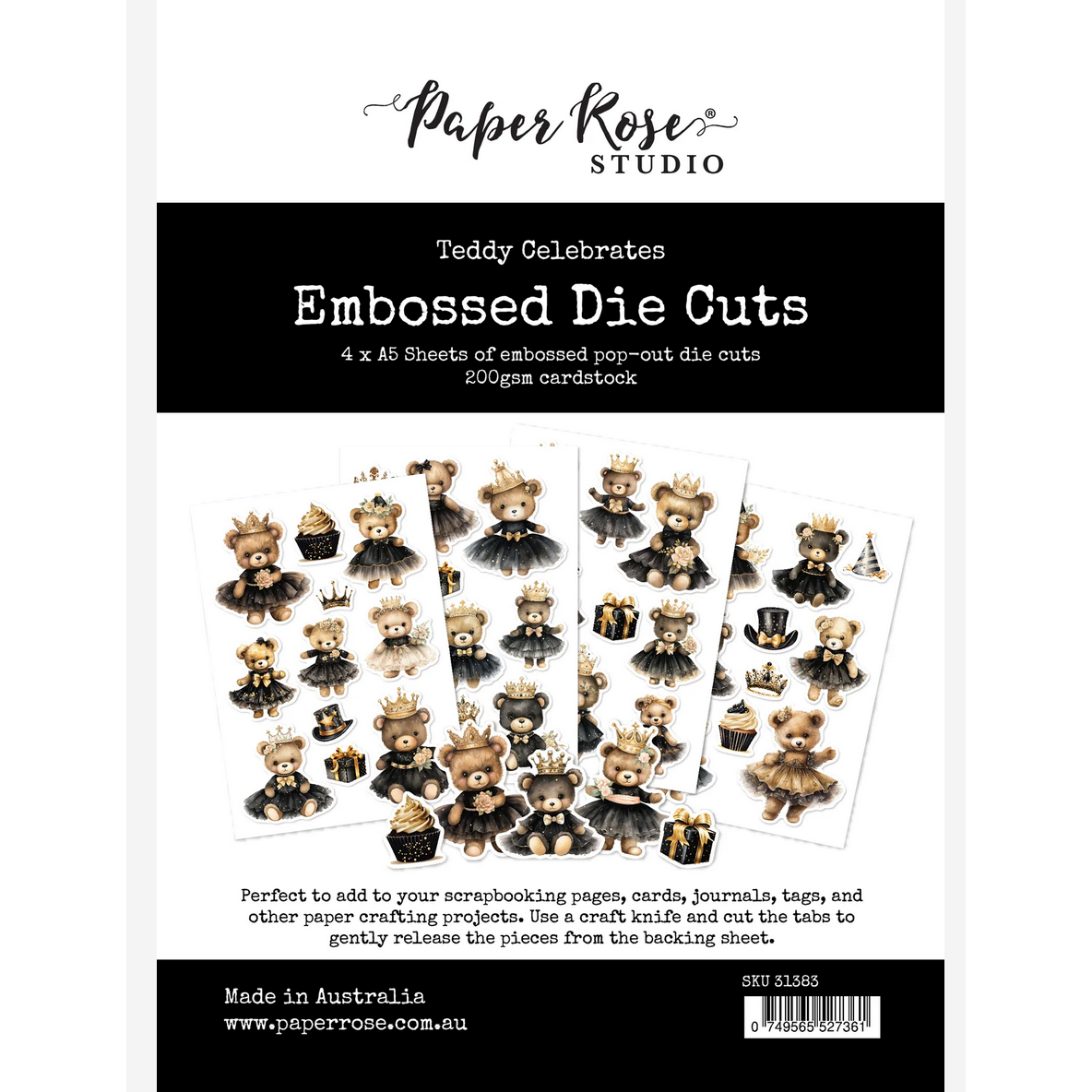 Paper Rose Teddy Celebrates Embossed Die Cuts 31383
