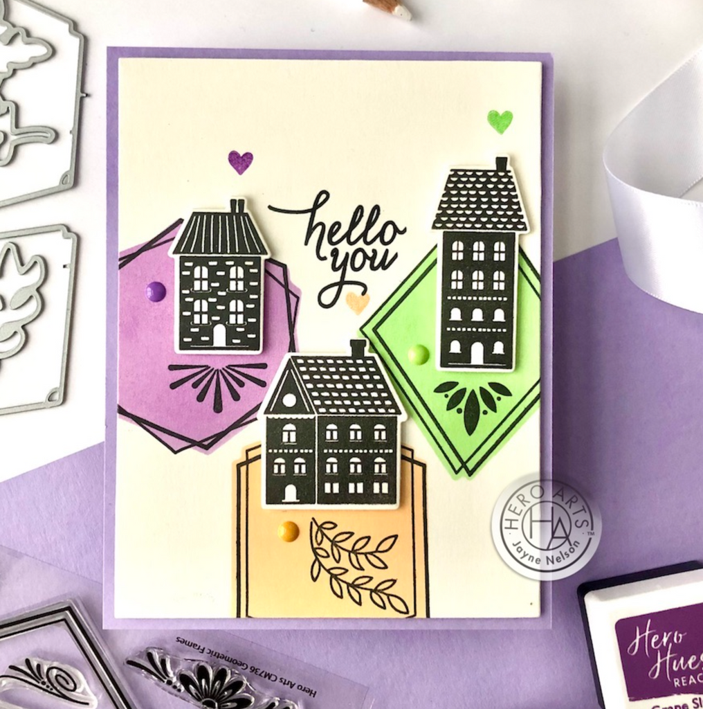 Hero Arts Geometric Frames Clear Stamps and Die Set sb387 hello you