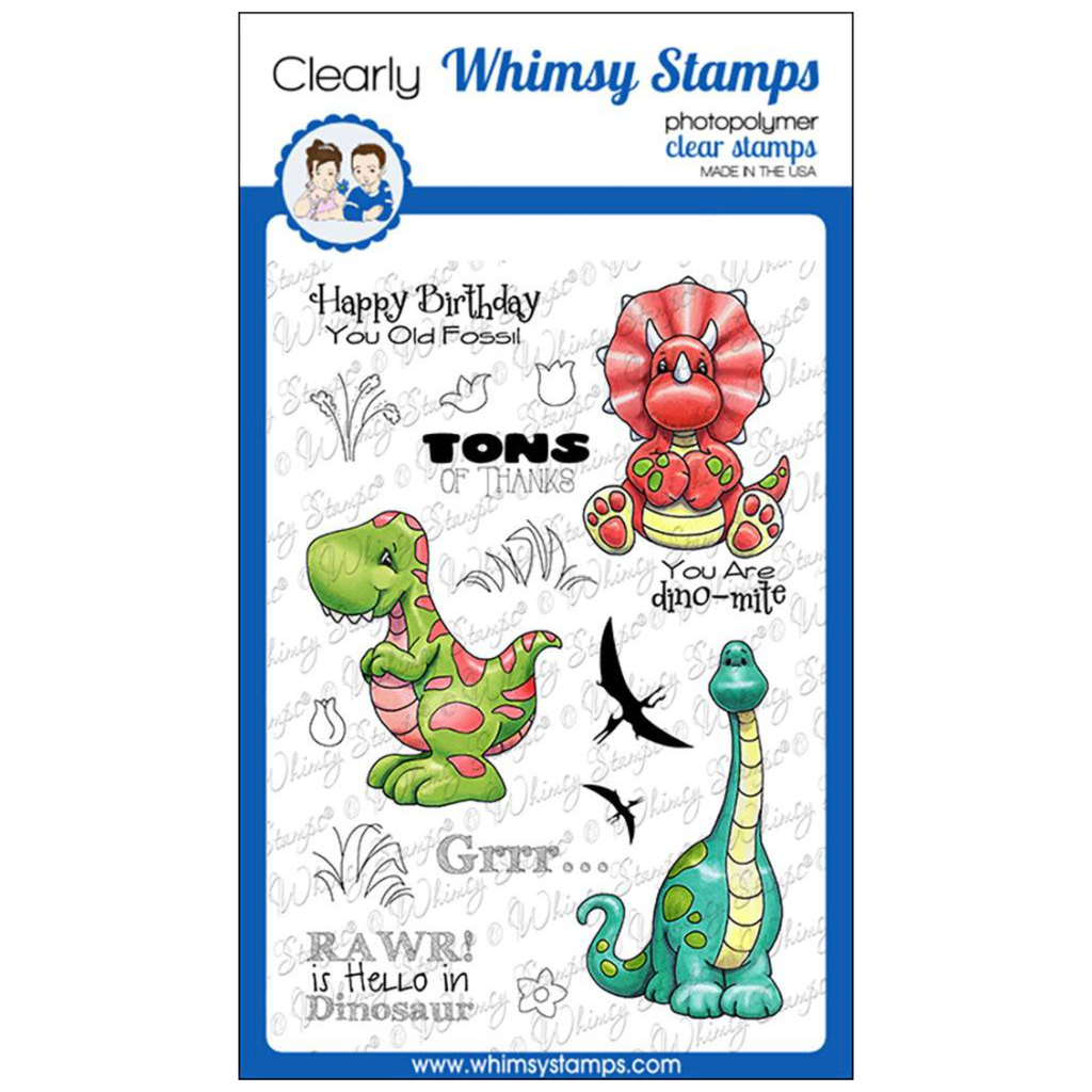 Whimsy Stamps Dinosaur Friends Clear Stamps c1266