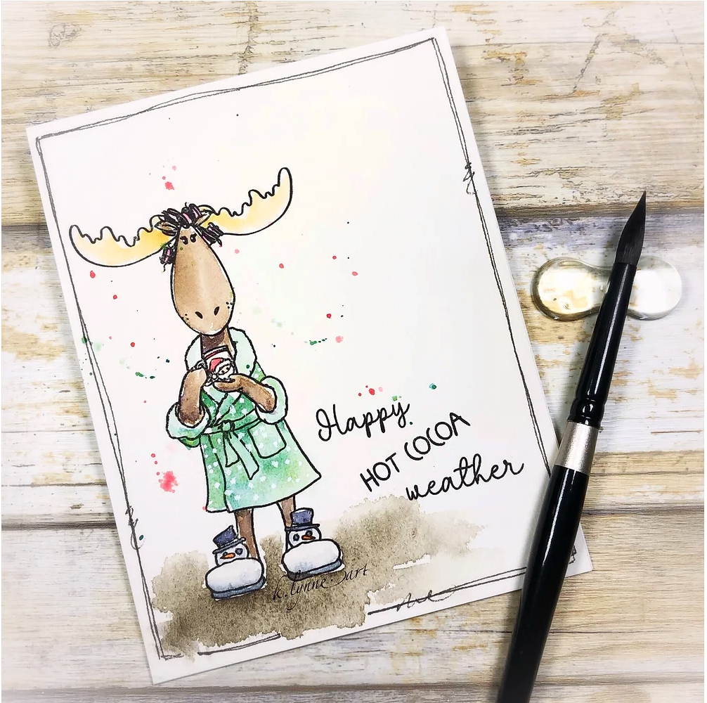 Colorado Craft Company Kris Lauren Merry Christmoose Clear Stamps kl914 hot cocoa