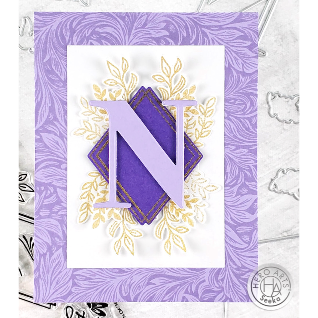 Hero Arts Fancy Cuts Dies Letter J-N df167 purple background