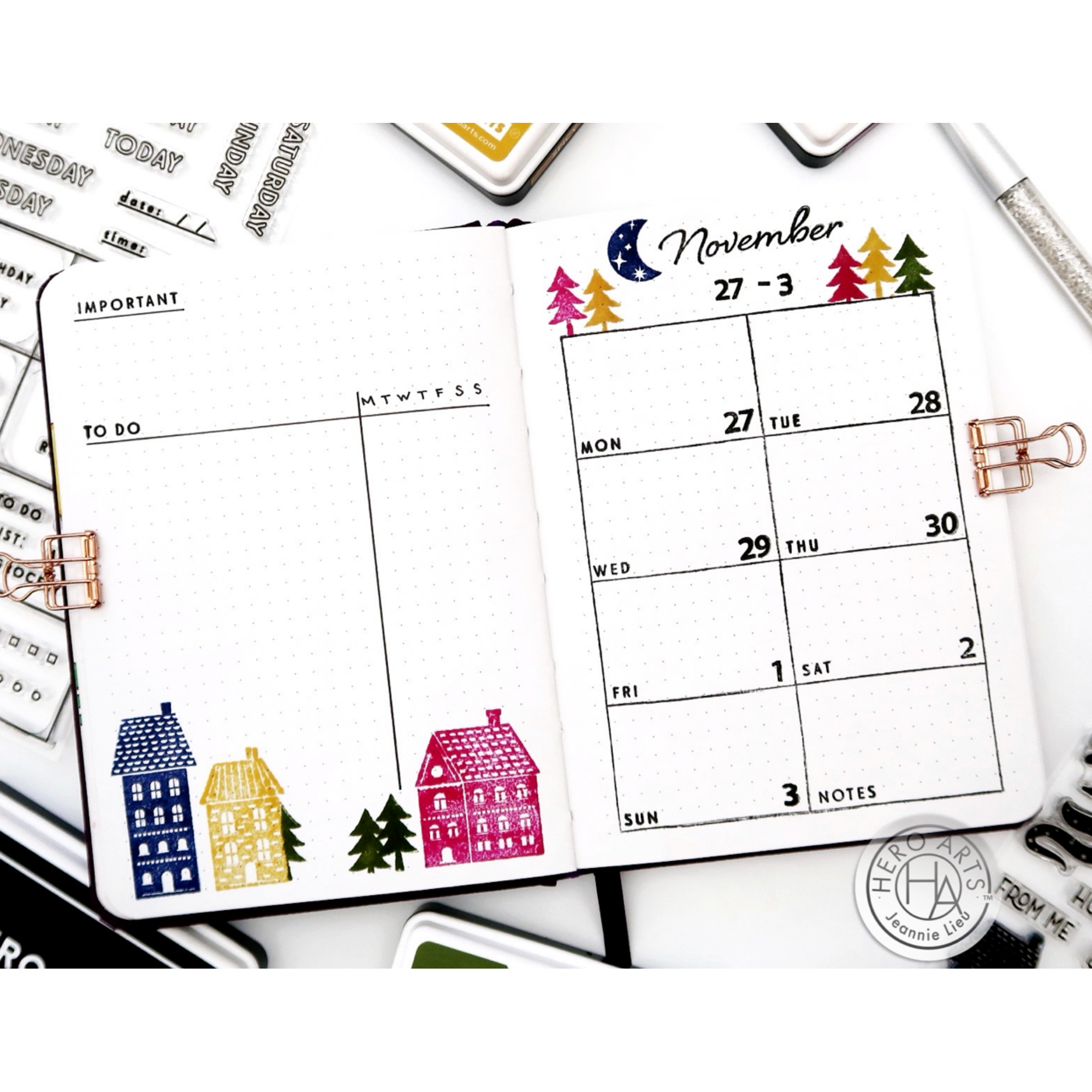 Hero Arts Clear Stamps Weekly Planner cm738 cute houses