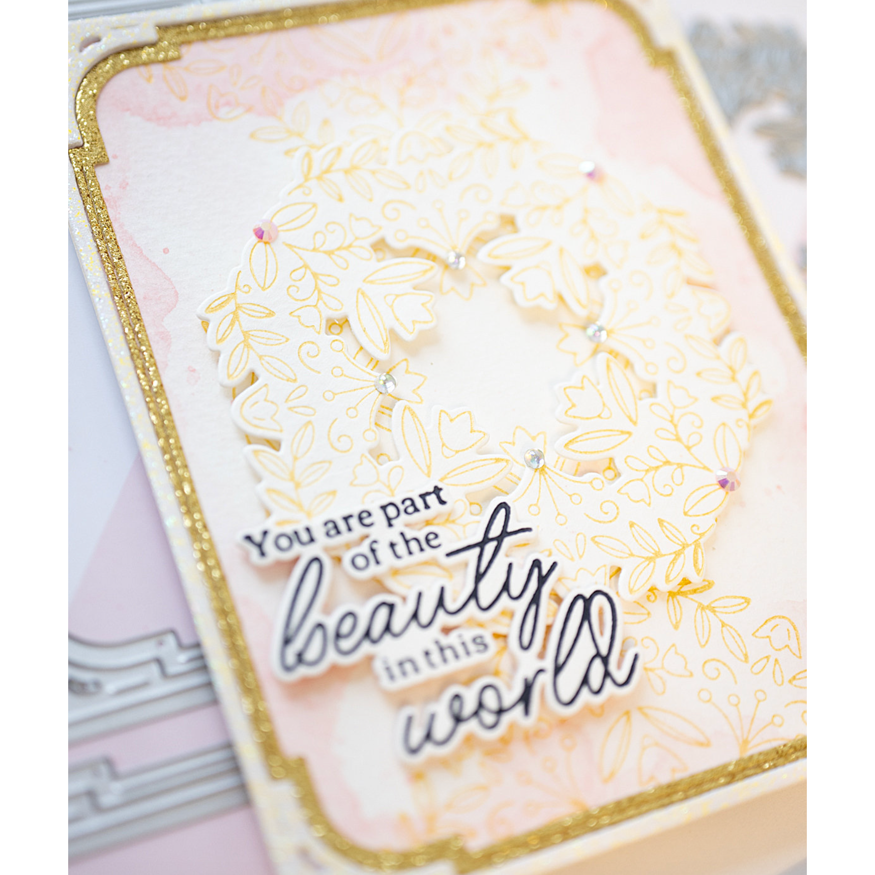 Pinkfresh Studio Floral Octagon Frame Die 217223 Gold Beauty Card | color-code:ALT03
