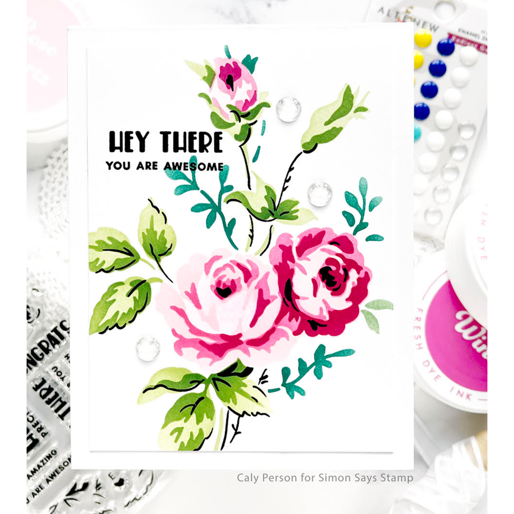 Altenew Dynamic Duo Dainty Roses Clear Stamp and Stencil Set alt8102 you are awesome